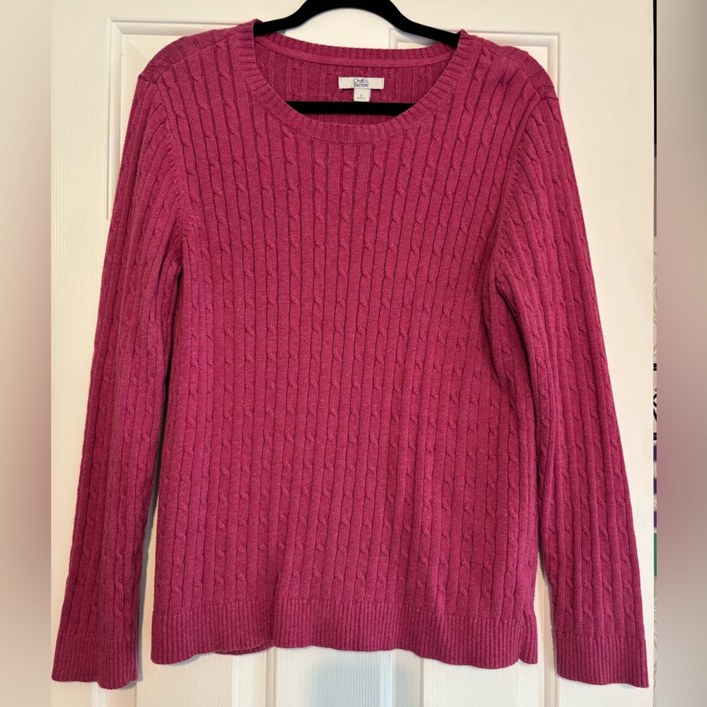 Croft & Barrow Pink Cable Knit Crew Neck Sweater